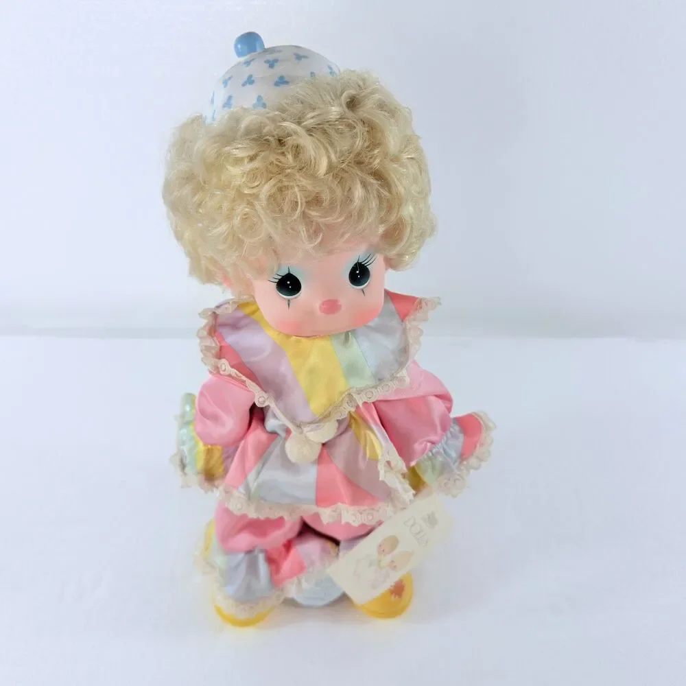 VTG Precious Moments Taffy The Clown Doll Pastel Ruffle 1980s Toy W/ Tag & Stand